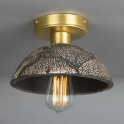 Kauri Organic Ceramic Dome Ceiling Light 7.9", Black Clay -Home-Lighting Sale mlcmcf006satbrs 1