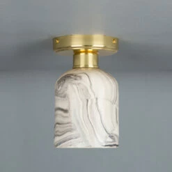 Osier Marbled Ceramic Flush Ceiling Light 4.5" 27 Osier Marbled Ceramic Flush Ceiling Light 4.5" -Home-Lighting Sale mlcmcf012polbrs