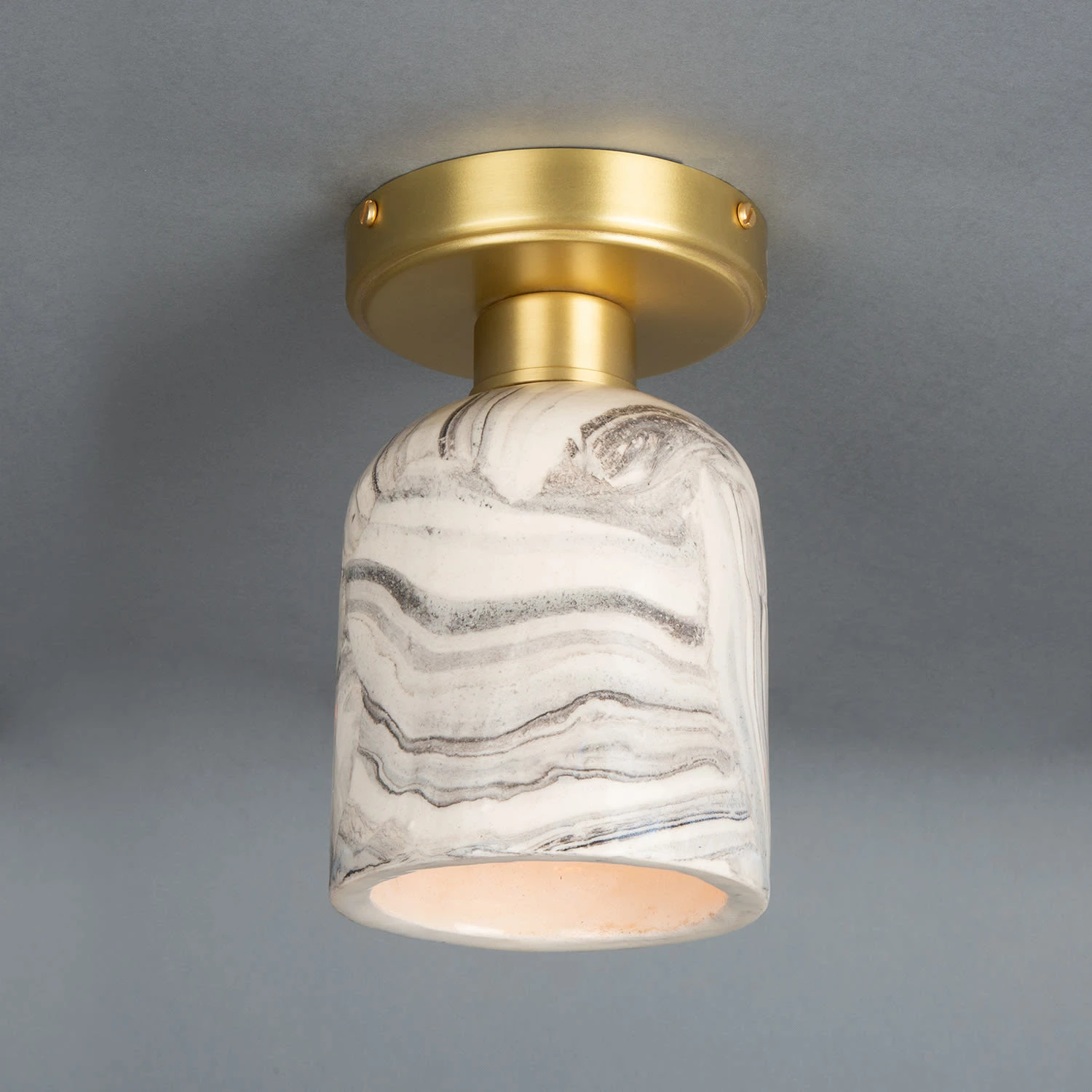 Osier Marbled Ceramic Flush Ceiling Light 4.5" 4 Osier Marbled Ceramic Flush Ceiling Light 4.5" - Image 2