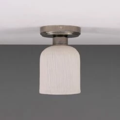 Osier Organic Ceramic Ceiling Light 4.7", Matte White Striped 24 Osier Organic Ceramic Ceiling Light 4.7", Matte White Striped -Home-Lighting Sale mlcmcf013antslv 1