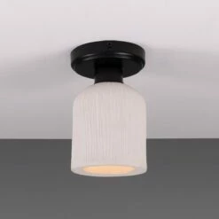Osier Organic Ceramic Ceiling Light 4.7", Matte White Striped 35 Osier Organic Ceramic Ceiling Light 4.7", Matte White Striped -Home-Lighting Sale mlcmcf013pcmbk