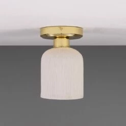 Osier Organic Ceramic Ceiling Light 4.7", Matte White Striped 27 Osier Organic Ceramic Ceiling Light 4.7", Matte White Striped -Home-Lighting Sale mlcmcf013polbrs 1