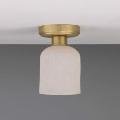 Osier Organic Ceramic Ceiling Light 4.7", Matte White Striped 30 Osier Organic Ceramic Ceiling Light 4.7", Matte White Striped -Home-Lighting Sale mlcmcf013satbrs 1