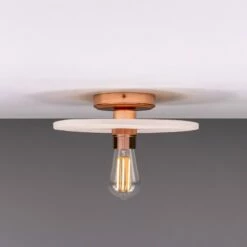 Bog Oak Organic Ceramic Disc Ceiling Light, Matte White Striped -Home-Lighting Sale mlcmcf020polcop