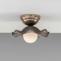 Rivale Ceiling Light With Wavy Ceramic Shade, Black Clay -Home-Lighting Sale mlcmcf021antbrs 2
