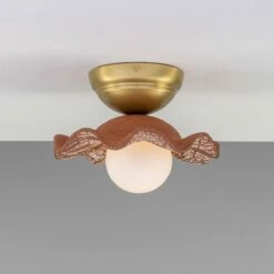 Rivale Ceiling Light With Wavy Ceramic Shade, Red Iron -Home-Lighting Sale mlcmcf022satbrs 2