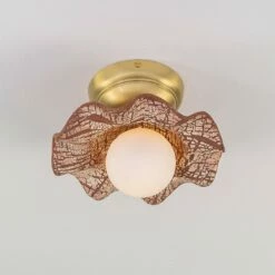 Rivale Ceiling Light With Wavy Ceramic Shade, Red Iron -Home-Lighting Sale mlcmcf022satbrs 3