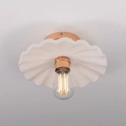 Kapok Organic Ceramic Ceiling Light 10.6", Matte White Striped 7 Kapok Organic Ceramic Ceiling Light 10.6", Matte White Striped -Home-Lighting Sale mlcmcf026polcop 1