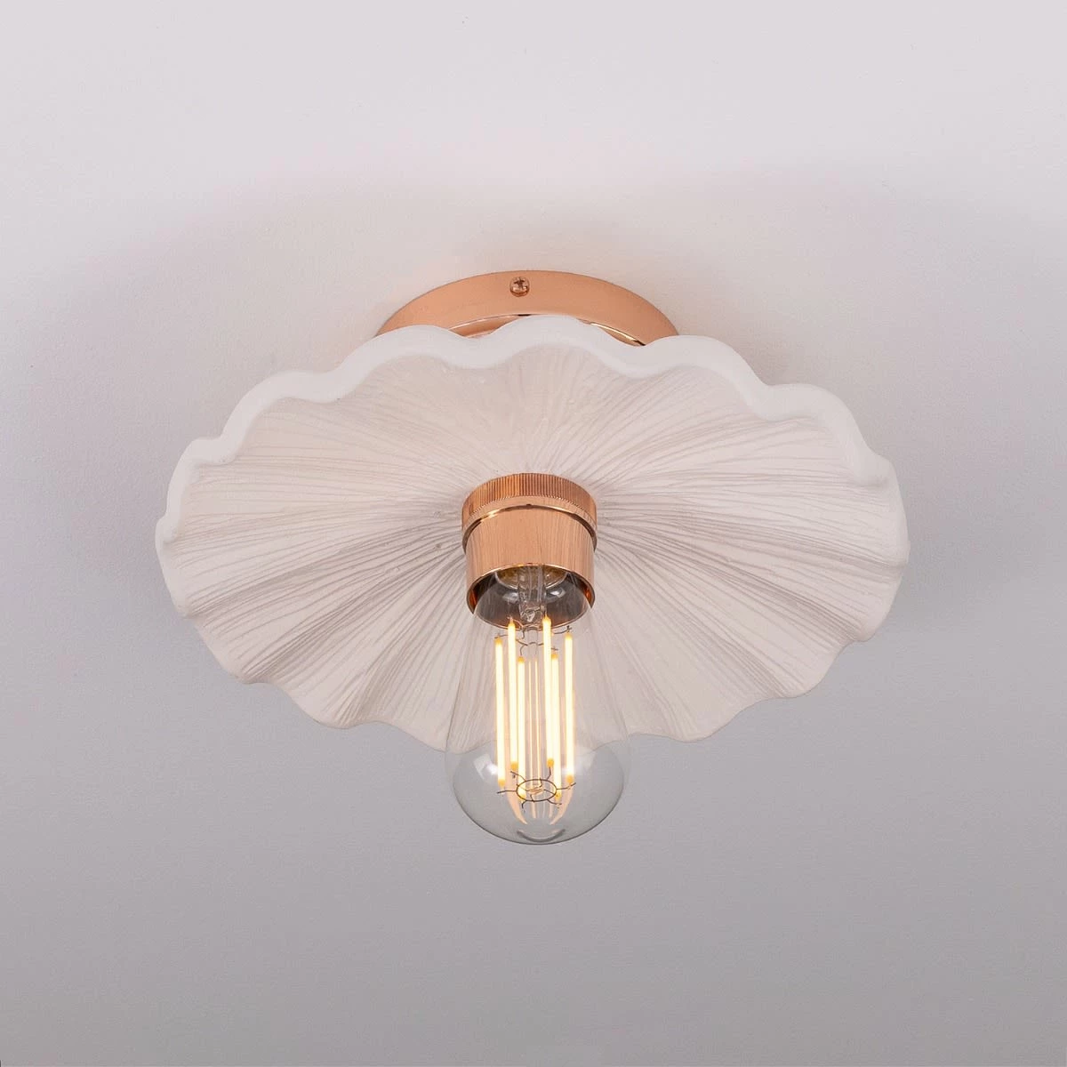 Kapok Organic Ceramic Ceiling Light 10.6", Matte White Striped 4 Kapok Organic Ceramic Ceiling Light 10.6", Matte White Striped - Image 2