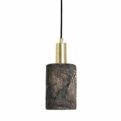 Senna Organic Ceramic Cylinder Pendant Light 4.7", Black Clay -Home-Lighting Sale mlcmp003polbrs senna ceramic pendant black clay