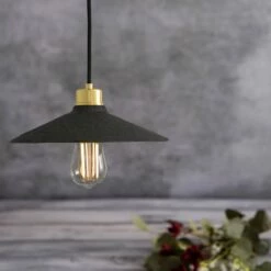 Pyrus Organic Ceramic Pendant Light 11", Black Clay -Home-Lighting Sale mlcmp004polbrs pyrus ceramic pendant black clay 1