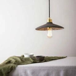 Pyrus Organic Ceramic Pendant Light 11", Black Clay -Home-Lighting Sale mlcmp004satbrs 2