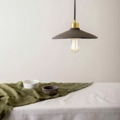 Pyrus Organic Ceramic Pendant Light 11", Black Clay -Home-Lighting Sale mlcmp004satbrs 3