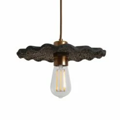 Kapok Organic Ceramic Pendant Light 10.6", Black Clay -Home-Lighting Sale mlcmp006antbrs kapok ceramic pendant black clay 1 1