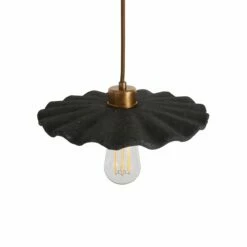 Kapok Organic Ceramic Pendant Light 10.6", Black Clay -Home-Lighting Sale mlcmp006antbrs kapok ceramic pendant black clay 2