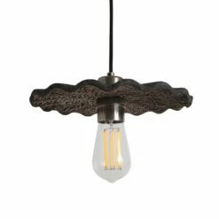 Kapok Organic Ceramic Pendant Light 10.6", Black Clay -Home-Lighting Sale mlcmp006antslv kapok ceramic pendant black clay 1 1