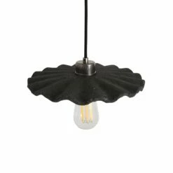 Kapok Organic Ceramic Pendant Light 10.6", Black Clay -Home-Lighting Sale mlcmp006antslv kapok ceramic pendant black clay 2