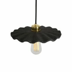 Kapok Organic Ceramic Pendant Light 10.6", Black Clay -Home-Lighting Sale mlcmp006polbrs kapok ceramic pendant black clay 2
