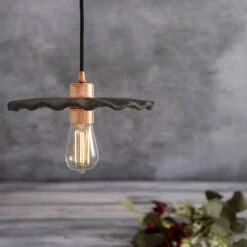 Kapok Organic Ceramic Pendant Light 10.6", Black Clay -Home-Lighting Sale mlcmp006polcop kapok ceramic pendant black clay 1