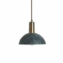 Kauri Organic Ceramic Dome Pendant Light 7.9", Blue Earth -Home-Lighting Sale mlcmp007antbrs kauri ceramic pendant blue earth