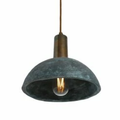 Kauri Organic Ceramic Dome Pendant Light 7.9", Blue Earth -Home-Lighting Sale mlcmp007antbrs kauri ceramic pendant blue earth 1 1