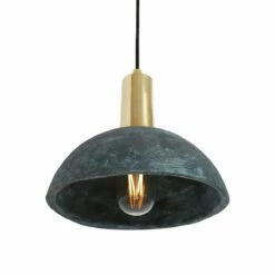 Kauri Organic Ceramic Dome Pendant Light 7.9", Blue Earth -Home-Lighting Sale mlcmp007polbrs kauri ceramic pendant blue earth 1 1