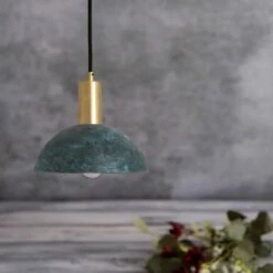Kauri Organic Ceramic Dome Pendant Light 7.9", Blue Earth -Home-Lighting Sale mlcmp007satbrs kauri ceramic pendant blue earth 1