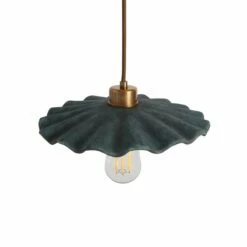 Kapok Organic Ceramic Pendant Light 10.6", Blue Earth -Home-Lighting Sale mlcmp012antbrs kapok ceramic pendant blue earth 2