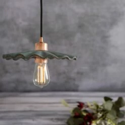 Kapok Organic Ceramic Pendant Light 10.6", Blue Earth -Home-Lighting Sale mlcmp012polcop kapok ceramic pendant blue earth 1