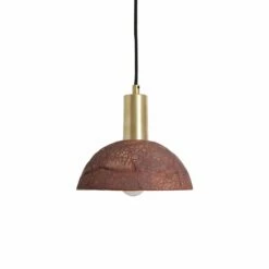 Kauri Organic Ceramic Dome Pendant Light 7.9", Red Iron -Home-Lighting Sale mlcmp013satbrs kauri ceramic pendant red iron