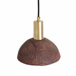 Kauri Organic Ceramic Dome Pendant Light 7.9", Red Iron -Home-Lighting Sale mlcmp013satbrs kauri ceramic pendant red iron 2