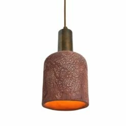 Osier Organic Ceramic Pendant Light 4.5", Red Iron -Home-Lighting Sale mlcmp014antbrs osier ceramic pendant red iron 1 1