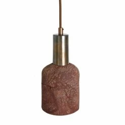 Osier Organic Ceramic Pendant Light 4.5", Red Iron -Home-Lighting Sale mlcmp014antbrs osier ceramic pendant red iron 2