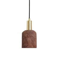 Osier Organic Ceramic Pendant Light 4.5", Red Iron -Home-Lighting Sale mlcmp014polbrs osier ceramic pendant red iron