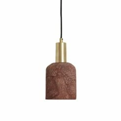 Osier Organic Ceramic Pendant Light 4.5", Red Iron