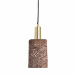 Senna Organic Ceramic Cylinder Pendant Light 4.7", Red Iron -Home-Lighting Sale mlcmp015polbrs senna ceramic pendant red iron