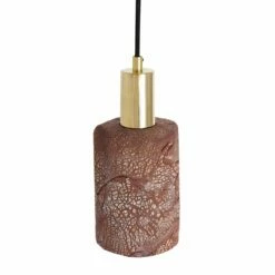 Senna Organic Ceramic Cylinder Pendant Light 4.7", Red Iron -Home-Lighting Sale mlcmp015polbrs senna ceramic pendant red iron 2