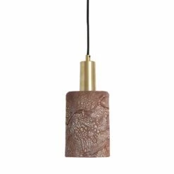 Senna Organic Ceramic Cylinder Pendant Light 4.7", Red Iron -Home-Lighting Sale mlcmp015satbrs senna ceramic pendant red iron