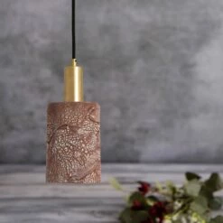 Senna Organic Ceramic Cylinder Pendant Light 4.7", Red Iron -Home-Lighting Sale mlcmp015satbrs senna ceramic pendant red iron 1