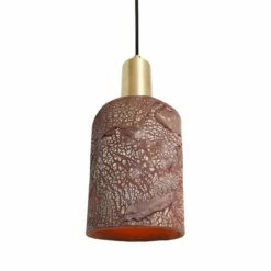Senna Organic Ceramic Cylinder Pendant Light 4.7", Red Iron -Home-Lighting Sale mlcmp015satbrs senna ceramic pendant red iron 1 1