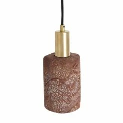 Senna Organic Ceramic Cylinder Pendant Light 4.7", Red Iron -Home-Lighting Sale mlcmp015satbrs senna ceramic pendant red iron 2
