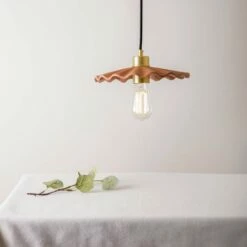 Kapok Organic Ceramic Pendant Light 10.6", Red Iron