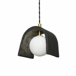 Tansy Minimalist Organic Ceramic Pendant, Black Clay -Home-Lighting Sale mlcmp022satbrs 3