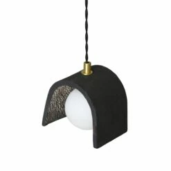 Tansy Minimalist Organic Ceramic Pendant, Black Clay -Home-Lighting Sale mlcmp022satbrs 4