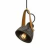 Pera Ceramic Pendant With Rescued Fire-Hose Strap, Black Clay -Home-Lighting Sale mlcmp024satbrs
