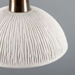 Kauri Organic Ceramic Dome Pendant Light 7.9", Matte White Striped -Home-Lighting Sale mlcmp027antbrs 3