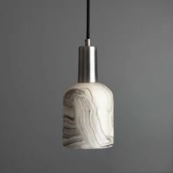Osier Marbled Ceramic Pendant Light 4.5" -Home-Lighting Sale mlcmp031antslv grey