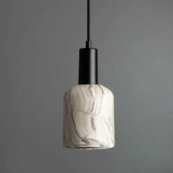 Osier Marbled Ceramic Pendant Light 4.5"