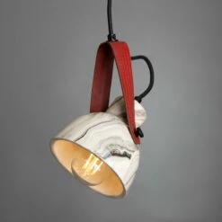 Pera Marbled Ceramic Pendant With Rescued Fire-Hose Strap