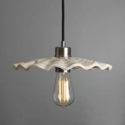 Kapok Marbled Ceramic Pendant Light 10.6" -Home-Lighting Sale mlcmp034antslv